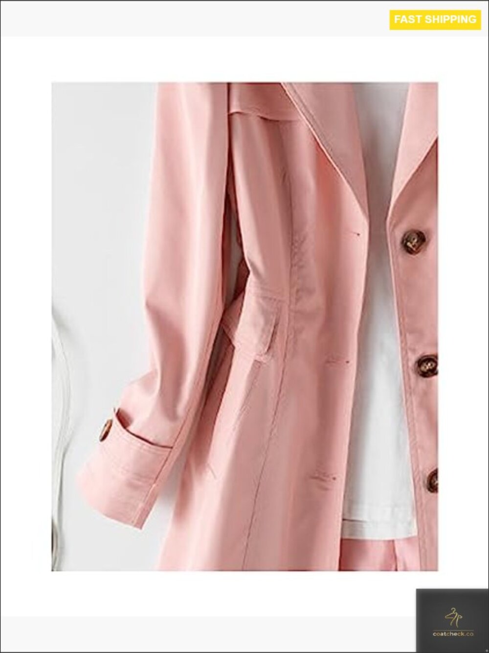 Mid-Length Trench Coat Puff Sleeve Lapel Overcoat Windproof Classic Outerwear - Picture 2 of 5